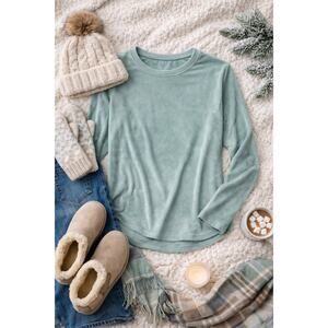 ClimateRight by Cuddl Duds Sage Green Velour Long Sleeve Top XXL base layers